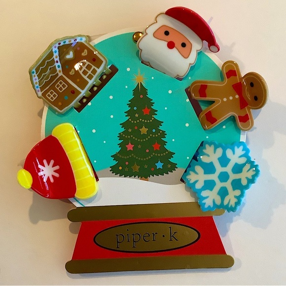 Piper K Christmas Holiday Hair Clips Set Of 5 New - Picture 1 of 3